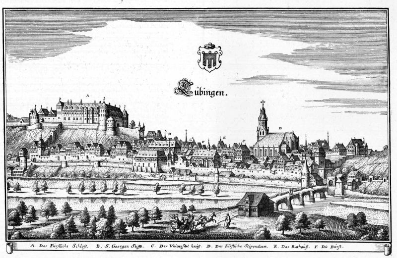 Stadtansicht von Tübingen um 1650.