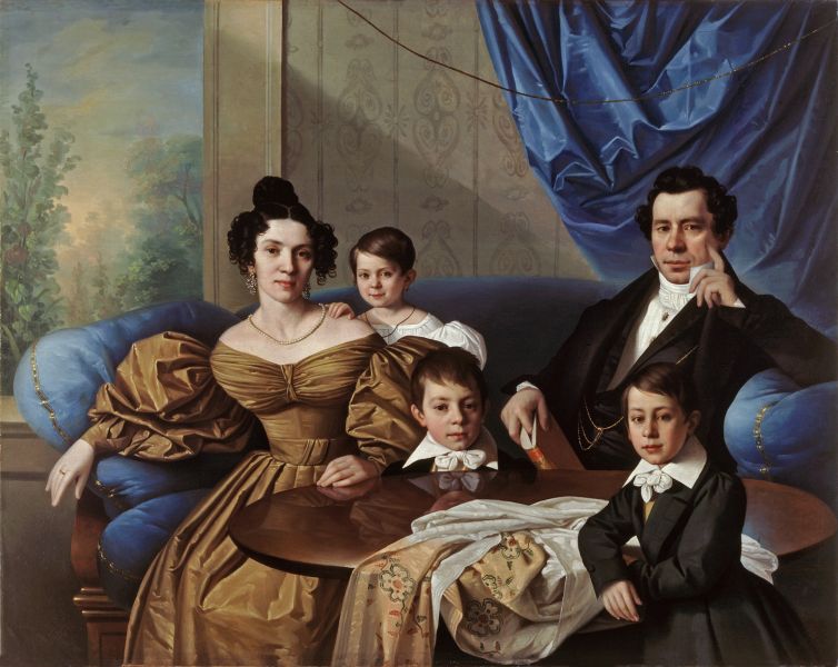 Familienbild der Biedermeierzeit.
