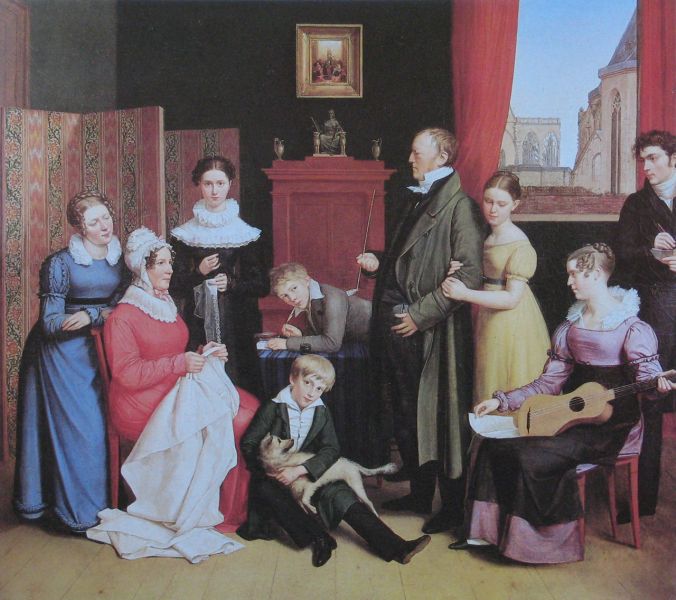 Familienportrait aus der Biedermeierzeit.
