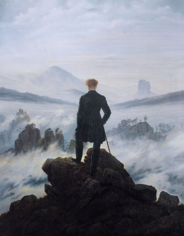 "Der Wanderer über dem Nebelmeer", berühmtes Gemälde von Caspar David Friedrich.