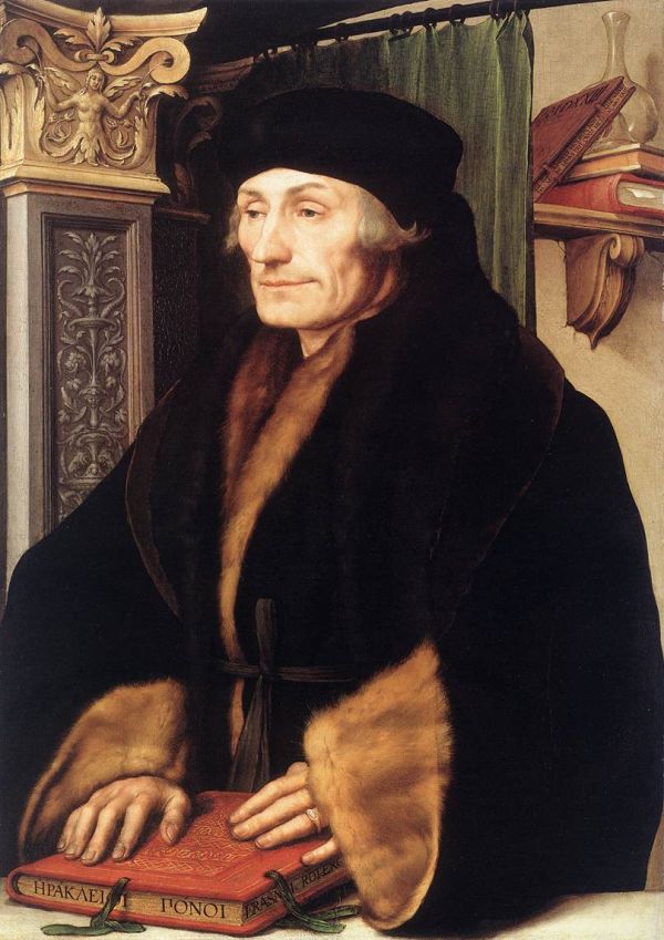 Portrait des Humanisten Erasmus von Rotterdam, gemalt von Hans Holbein 1523.