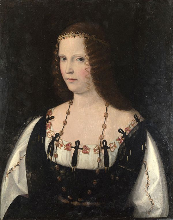 Gemälde von Bartolomeo Veneto, das wahrscheinlich Lucrezia Borgia zeigt.