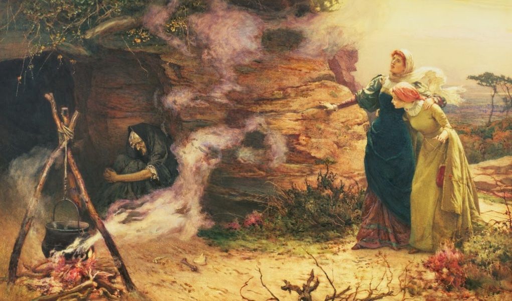Gemälde "Besuch bei der Hexe" von Brewntall, 1882.