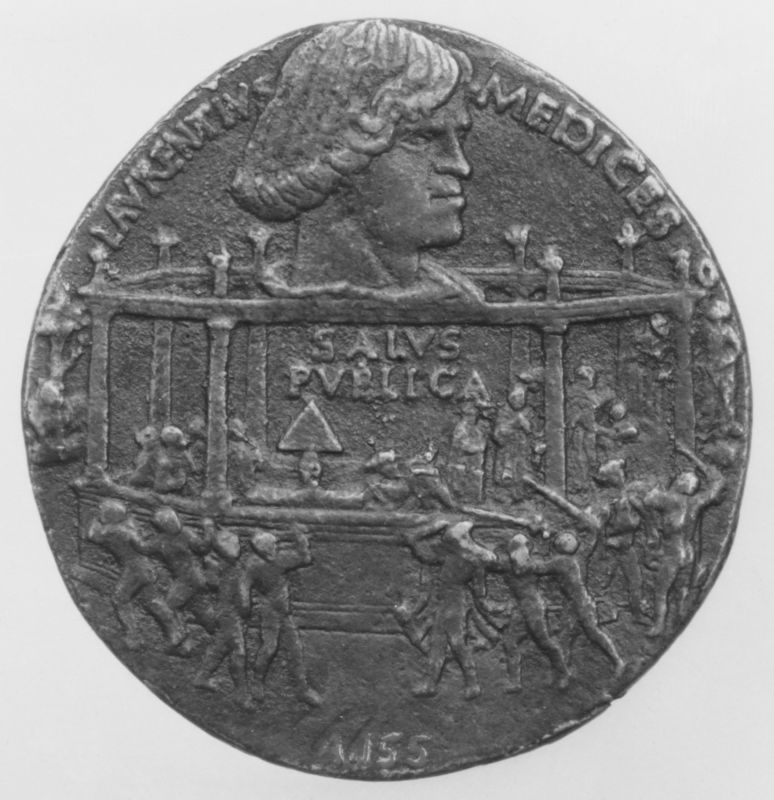 Eine Medaille aus Florenz, zum Gedenken an die Verschwörung der Pazzi.
