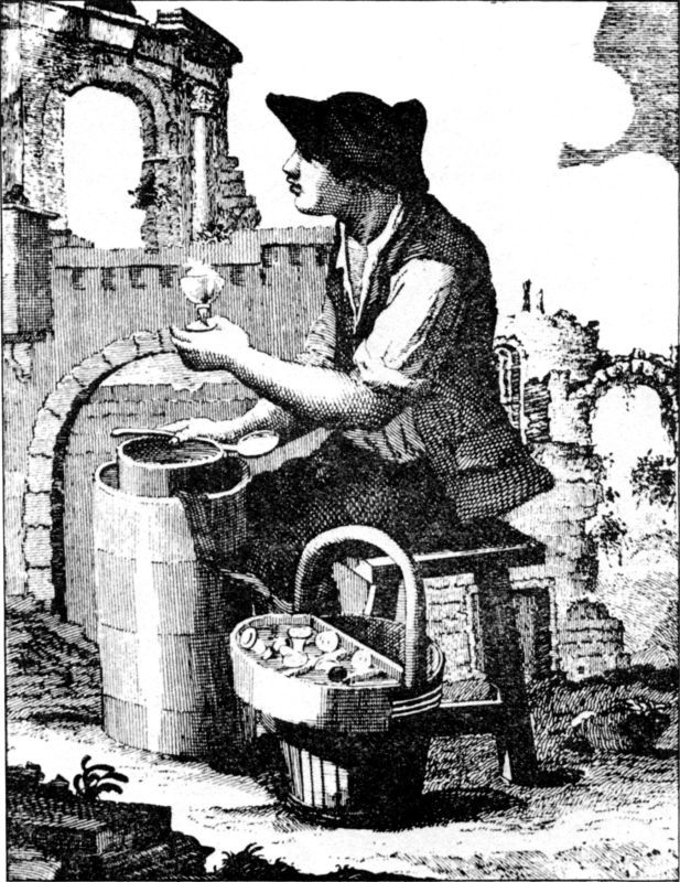 Ein Verkäufer von Speiseeis im Rom des 19. Jahrhunderts.