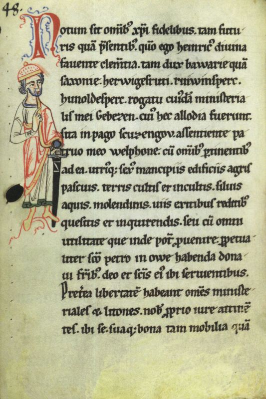 Miniatur Heinrichs des Löwen in einer Handschrift aus dem Mittelalter.
