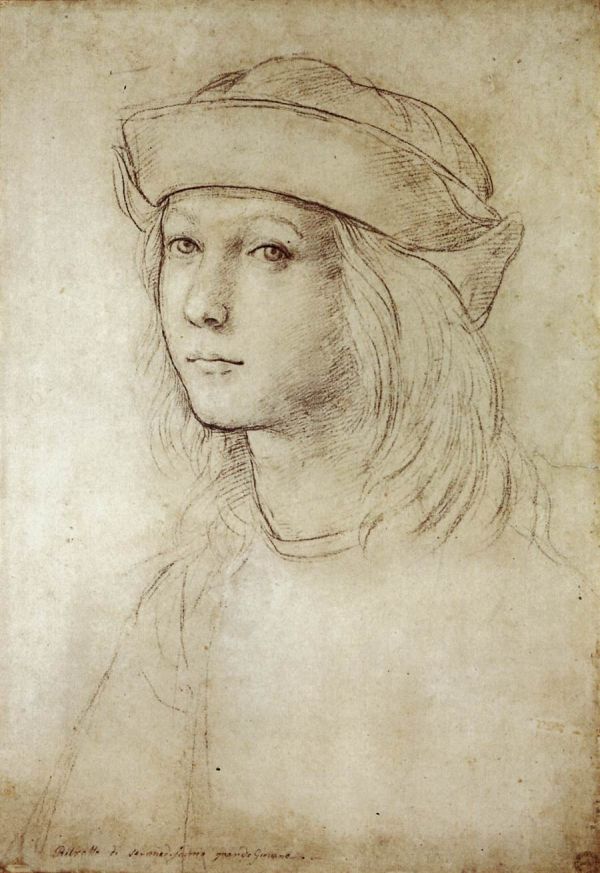 Zeichnung eines Jungen von Raffael, wahrscheinlich ein Selbstportrait.