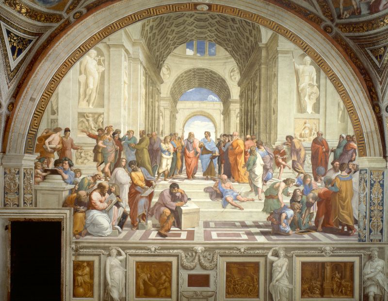 Das Fresko "Die Schule von Athen" von Raffael im Vatikan.