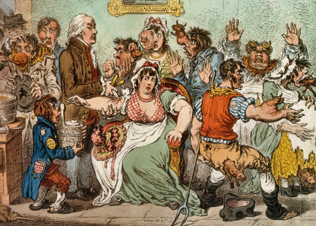 Eine Karikatur gegen die Pockenimpfung.